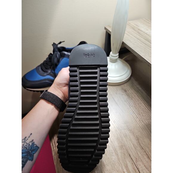 Coach Carter PERF RUNNER Sneakers Low Cut Leather FG1600 Blue Black Size 8D - Picture 8 of 16